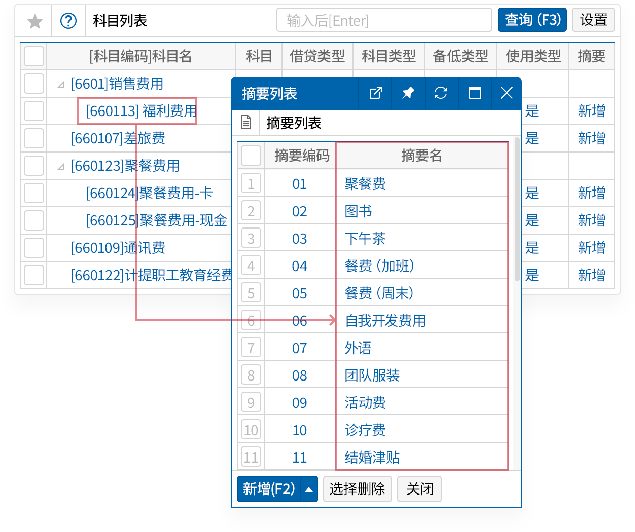 输入科目详细化