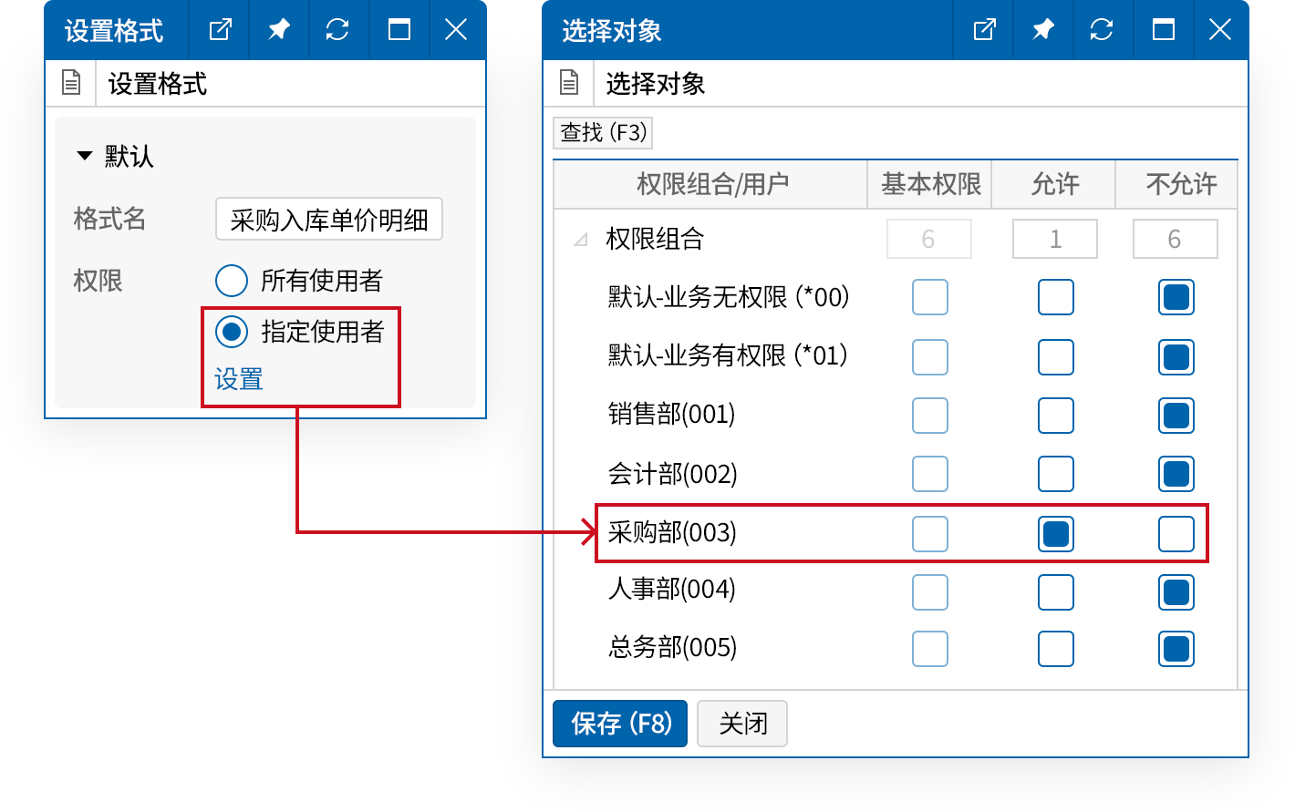 能限制每个部门、每位职员可以使用的报表格式