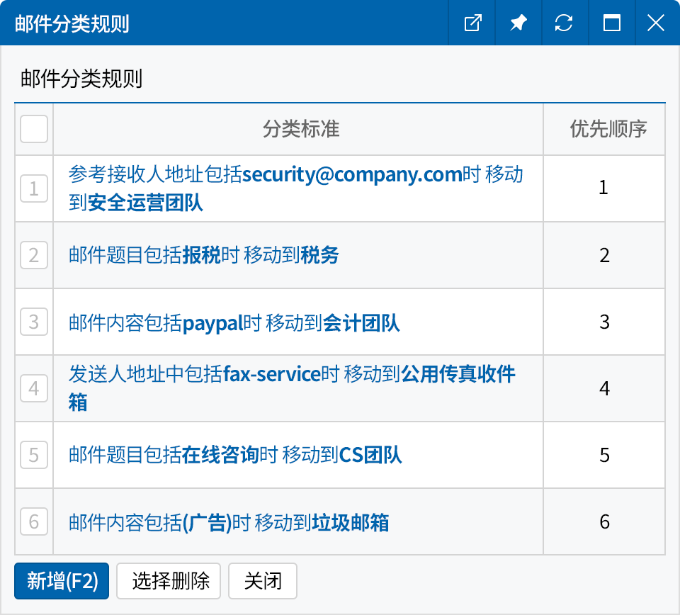 邮件分类规则