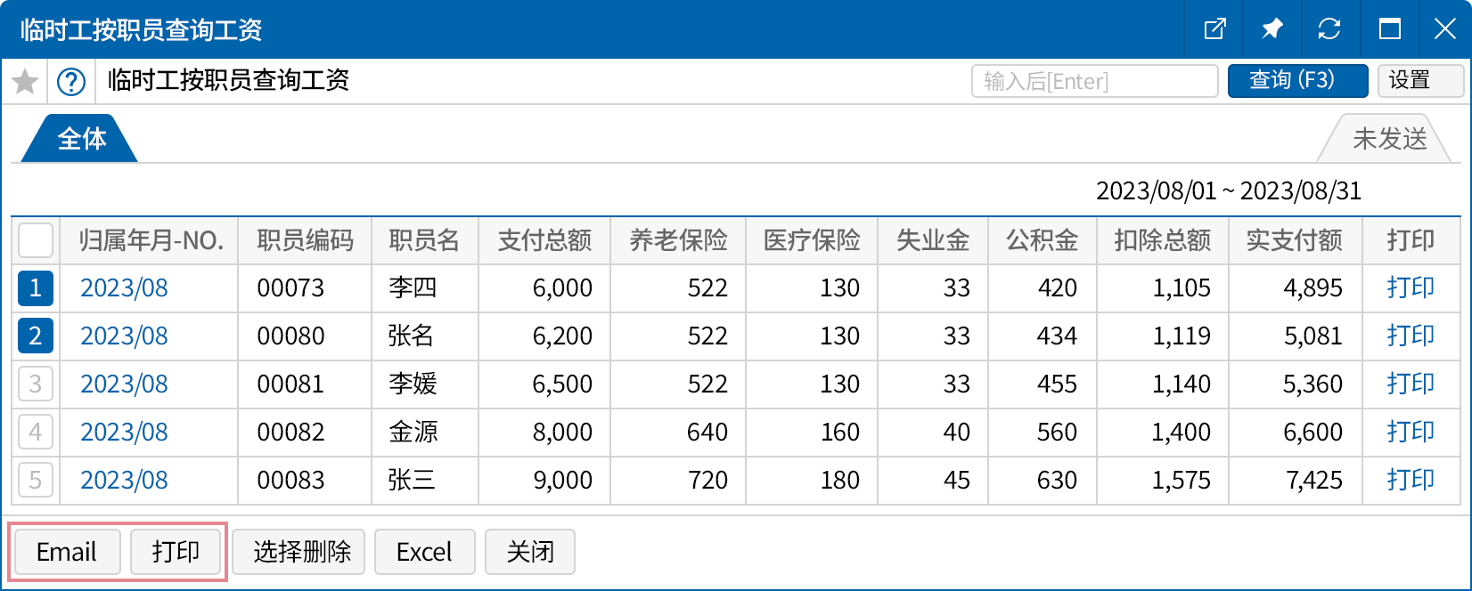 查询工资与发送工资单